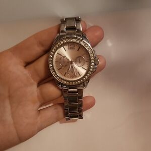 Silver Women's Watch with Crystal Accents